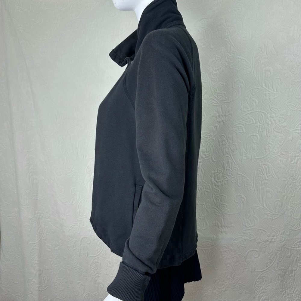 James Perse 2 (M) Distressed Black One-Snap Open Front Sweatshirt Jacket - Picture 7 of 16